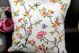 Cushion cover-Peach blossom embroidery